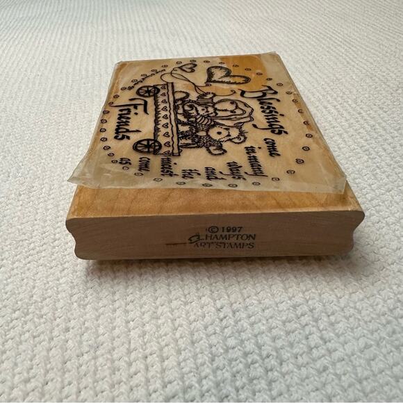 Hampton Art Rubber Stamp Mounted Wooden blessings come as friends - Picture 5 of 5